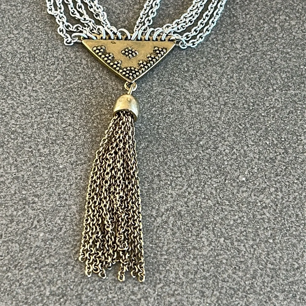 Lucky brand, multi strand layer chain necklace with tassel pendant - Picture 2 of 5